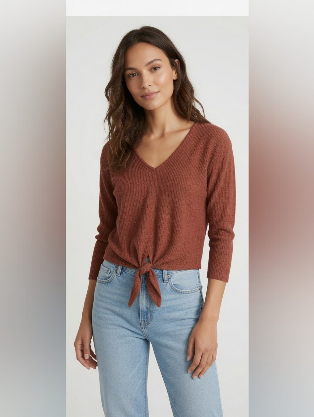 Texture & Thread Madewell Tie Front top XS Rust‎ Casual Lightweight